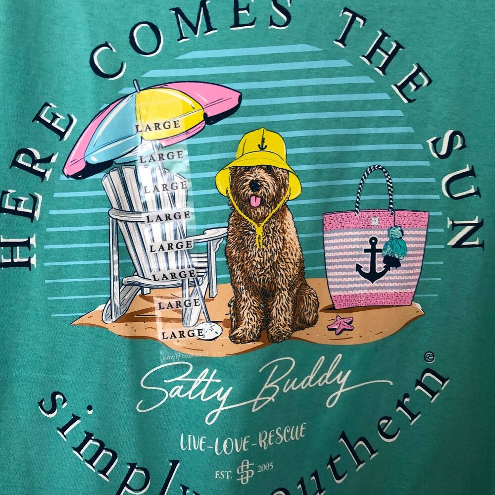 Simply Southern Here Comes The Sun Dog Womans T-Shirt Size Large NWT